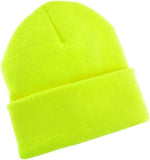 Darrahopens Men's Fashion > Hats & Caps PLAIN BEANIE Unisex Mens Womens Winter Warm Hat Ski Cap Knit One Size - Fluro Yellow