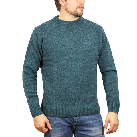 Darrahopens Men's Fashion > Knitwear & Sweaters 100% SHETLAND WOOL CREW Round Neck Knit JUMPER Pullover Mens Sweater Knitted - Sherwood (32) - 3XL