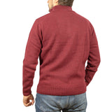 Darrahopens Men's Fashion > Knitwear & Sweaters 100% SHETLAND WOOL Half Zip Up Knit JUMPER Pullover Mens Sweater Knitted - Burgundy (97) - XL