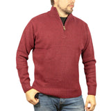 Darrahopens Men's Fashion > Knitwear & Sweaters 100% SHETLAND WOOL Half Zip Up Knit JUMPER Pullover Mens Sweater Knitted - Burgundy (97) - XXL