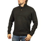 Darrahopens Men's Fashion > Knitwear & Sweaters 100% SHETLAND WOOL Half Zip Up Knit JUMPER Pullover Mens Sweater Knitted - Plain Black - 6XL