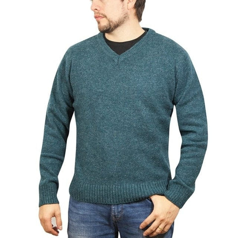 Darrahopens Men's Fashion > Knitwear & Sweaters 100% Shetland Wool V Neck Knit Jumper Pullover Mens Sweater Knitted - Sherwood (32) - S