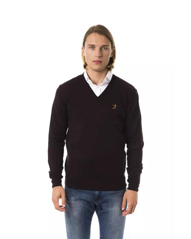 Darrahopens Men's Fashion > Knitwear & Sweaters Embroidered V-neck Sweater in Extrafine Wool Merinos S Men