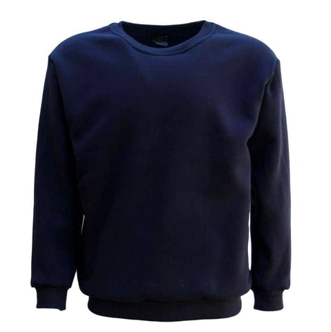 Darrahopens Men's Fashion > Knitwear & Sweaters New Adult Unisex Plain Pullover Fleece Jumper Mens Long Sleeve Crew Neck Sweater, Navy, 3XL