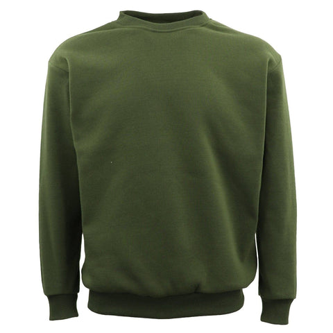 Darrahopens Men's Fashion > Knitwear & Sweaters New Adult Unisex Plain Pullover Fleece Jumper Mens Long Sleeve Crew Neck Sweater, Olive, 5XL