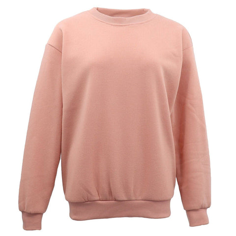 Darrahopens Men's Fashion > Knitwear & Sweaters New Adult Unisex Plain Pullover Fleece Jumper Mens Long Sleeve Crew Neck Sweater, Wash Pink, 2XL