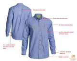 Darrahopens Men's Fashion > Shirts BISLEY Insect Protection Repellent Long Sleeve Casual Shirt Fishing Camping - Blue - S