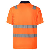 Darrahopens Men's Fashion > Shirts HI VIS Short Sleeve Workwear Shirt w Reflective Tape Cool Dry Safety Polo 2 Tone, Fluoro Orange / Navy, 3XL