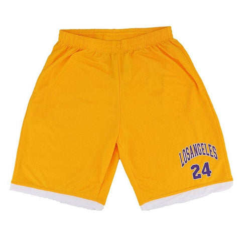 Darrahopens Men's Fashion > Shorts Men's Basketball Sports Shorts Gym Jogging Swim Board Boxing Sweat Casual Pants, Yellow - Los Angeles 24, L