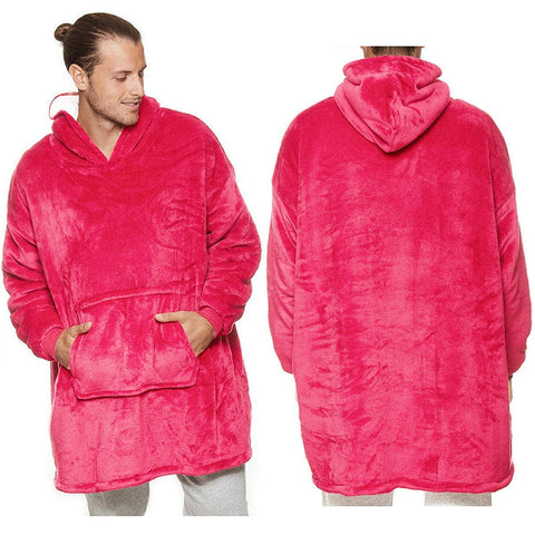 Darrahopens Men's Fashion > Sleepwear Oversized Soft Pullover Plain Hoodie Warm Fleece Blanket Plush Winter Sweatshirt, Hot Pink, Adult