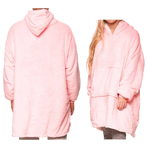 Darrahopens Men's Fashion > Sleepwear Oversized Soft Pullover Plain Hoodie Warm Fleece Blanket Plush Winter Sweatshirt, Watermelon Red, Adult