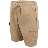 Darrahopens Men's Fashion > Sweats & Trackpants Men's Cargo Shorts 4 Pockets Cascual Work Trousers Active Pants Elastic Waist, Khaki, 2XL