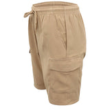 Darrahopens Men's Fashion > Sweats & Trackpants Men's Cargo Shorts 4 Pockets Cascual Work Trousers Active Pants Elastic Waist, Khaki, 2XL