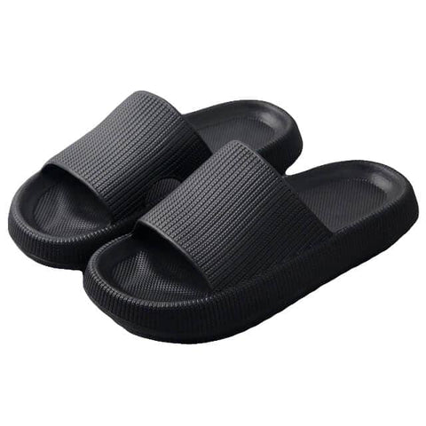 Darrahopens Men's Fashion > Thongs & Sandals Pillow Slides Sandals Non-Slip Ultra Soft Slippers Cloud Shower EVA Home Shoes, Black, 36/37