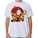 Darrahopens Men's Fashion > Tops & T-shirts 100% Cotton Christmas T-shirt Adult Unisex Tee Tops Funny Santa Party Custume, Santas Sleigh (White), 2XL