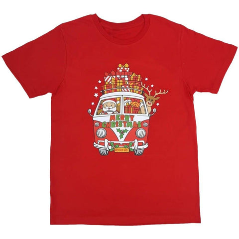 Darrahopens Men's Fashion > Tops & T-shirts New Funny Adult Xmas Christmas T Shirt Tee Mens Womens 100% Cotton Jolly Ugly, Santa Drive Kombi (Red), XL