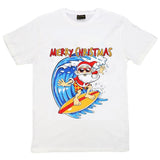 Darrahopens Men's Fashion > Tops & T-shirts New Funny Adult Xmas Christmas T Shirt Tee Mens Womens 100% Cotton Jolly Ugly, Santa Surf (White), S