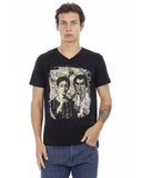 Darrahopens Men's Fashion > Tops & T-shirts Short Sleeve T-shirt with V-neck and Front Print L Men