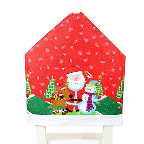 Darrahopens Occasions > Christmas 10x Christmas Chair Covers Dinner Table Santa Hat Snowman Home Décor Ornaments, Santa (10 Chair Covers)