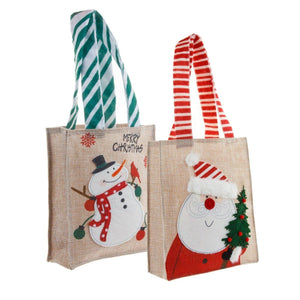 Darrahopens Occasions > Christmas 2Pcs Set Christmas Gift Bags Sackcloth Festive Cartoon hand gift bags