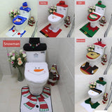 Darrahopens Occasions > Christmas 4pcs Christmas Toilet Seat Cover Rug Bathroom Set Santa Snowman Xmas Home Décor, Elf