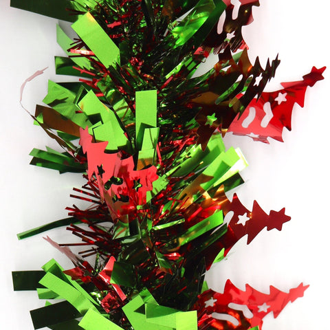 Darrahopens Occasions > Christmas 5x 2.5m Christmas Tinsel Xmas Garland Sparkly Snowflake Party Natural Home Décor, Trees (Green Red)