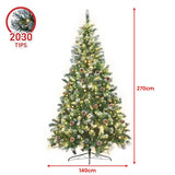 Darrahopens Occasions > Christmas Christabelle 2.7m Pre Lit LED Christmas Tree Decor with Pine Cones Xmas Decorations