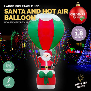 Darrahopens Occasions > Christmas Christmas By Sas 1.8m Santa & Hot Air Balloon Self Inflating LED Lighting