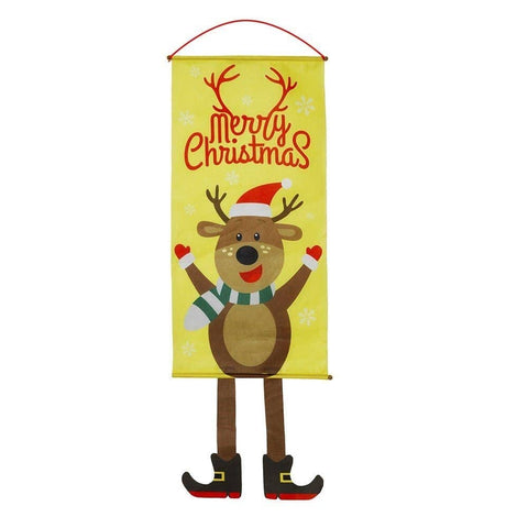 Darrahopens Occasions > Christmas Christmas Hanging Banner Flag Door Window Décor Santa Reindeer Snowman Ornaments, Reindeer