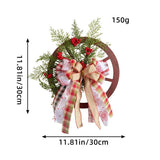 Darrahopens Occasions > Christmas Christmas Red Wooden Wheel Wreath Front Door Hanging Garland Wall Decor(40*40cm)