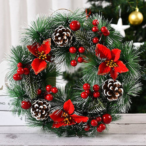 Darrahopens Occasions > Christmas Christmas Wreath Door Garland Decoration Front Door Hanging Flowers Tree D��cor(H1-2)