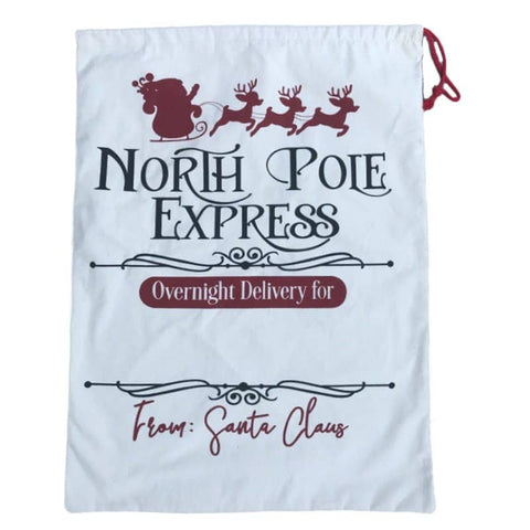 Darrahopens Occasions > Christmas Large Christmas XMAS Hessian Santa Sack Stocking Bag Reindeer Children Gifts Bag, Cream - North Pole Express (2)