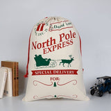 Darrahopens Occasions > Christmas Large Christmas XMAS Hessian Santa Sack Stocking Bag Reindeer Children Gifts Bag, Cream - North Pole Express