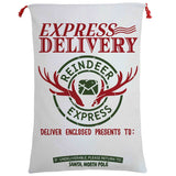 Darrahopens Occasions > Christmas Large Christmas XMAS Hessian Santa Sack Stocking Bag Reindeer Children Gifts Bag, Cream - Reindeer Express (B)