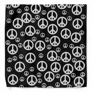 Darrahopens Occasions > Costumes BANDANA Paisley 100% COTTON Head Wrap Durag Bandanna Summer Biker Scarf Mask - Black with White Peace Symbol