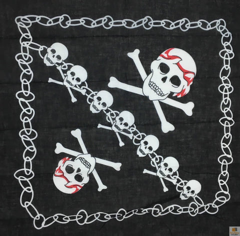 Darrahopens Occasions > Costumes BANDANA Paisley 100% COTTON Head Wrap Durag Bandanna Summer Biker Scarf Mask - Jolly Roger Pirate Skulls