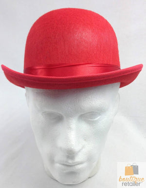 Darrahopens Occasions > Costumes BOWLER HAT Party Costume Derby Fancy Dress Dance Halloween Vintage Cap - Red