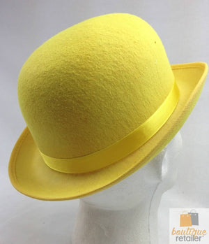 Darrahopens Occasions > Costumes BOWLER HAT Party Costume Derby Fancy Dress Dance Halloween Vintage Cap - Yellow