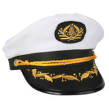 Darrahopens Occasions > Costumes Captain Hat Adult Party Costume Skipper Sailor Ship Captain Cap - White/Black