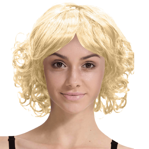 Darrahopens Occasions > Costumes CURLY BOB WIG Hair Party Costume Halloween Fancy Dress Up 60s 70s - Blonde