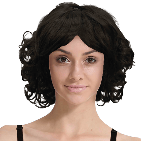 Darrahopens Occasions > Costumes CURLY BOB WIG Hair Party Costume Halloween Fancy Dress Up 60s 70s Cosplay - Black