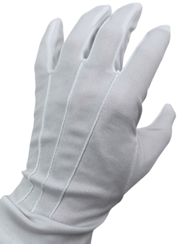 Darrahopens Occasions > Costumes Deluxe Short White Stripe Satin Gloves Magician Driving Wedding Glove One Size