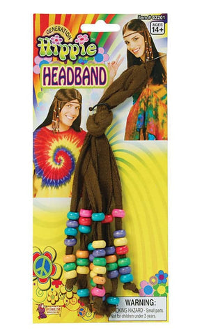 Darrahopens Occasions > Costumes HIPPIE HEADBAND with Beads Hippy Love 60's Costume Dress Up Hairband