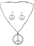 Darrahopens Occasions > Costumes HIPPIE Necklace & Earring Set Peace Signs Party Costume Halloween 60s 70s - Silver