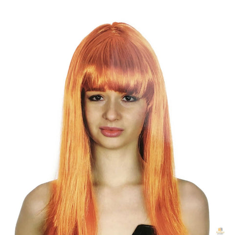 Darrahopens Occasions > Costumes LONG WIG Straight Party Hair Costume Fringe Cosplay Fancy Dress 70cm Womens - Orange (22462)