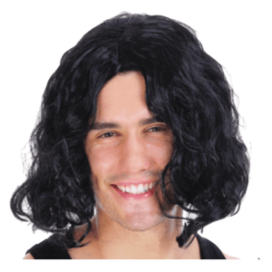 Darrahopens Occasions > Costumes MENS WAVY WIG Curly Long Hair Disco Punk Rock Party Costume 60s 70s - Black