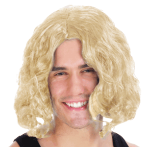 Darrahopens Occasions > Costumes MENS WAVY WIG Curly Long Hair Disco Punk Rock Party Costume 60s 70s - Blonde