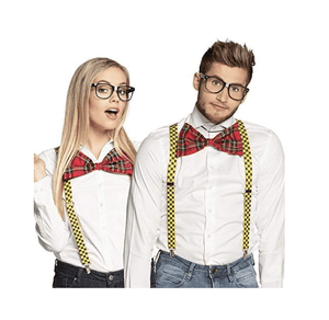 Darrahopens Occasions > Costumes NERD COSTUME KIT Set Geek Glasses Fancy Dress Retro Funny Braces Bow Tie Party