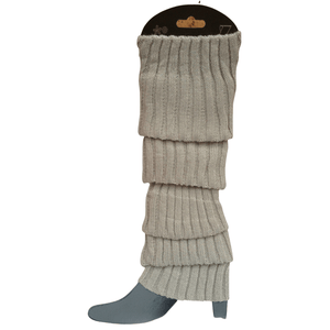 Darrahopens Occasions > Costumes Pair of Womens Leg Warmers Disco Winter Knit Dance Party Crochet Legging Socks Costume - Beige