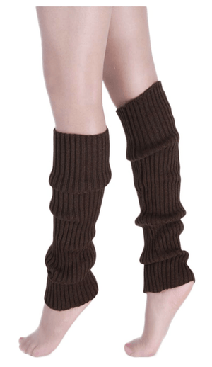 Darrahopens Occasions > Costumes Pair of Womens Leg Warmers Disco Winter Knit Dance Party Crochet Legging Socks Costume - Brown